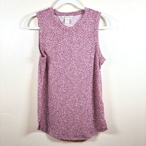 Athleta Breezy Tank Top Women's S Bashful Rose Pink Micro Cheetah Activewear